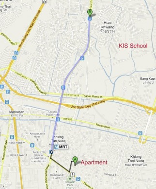 Route from CNC Residence Hotel to KIS International School